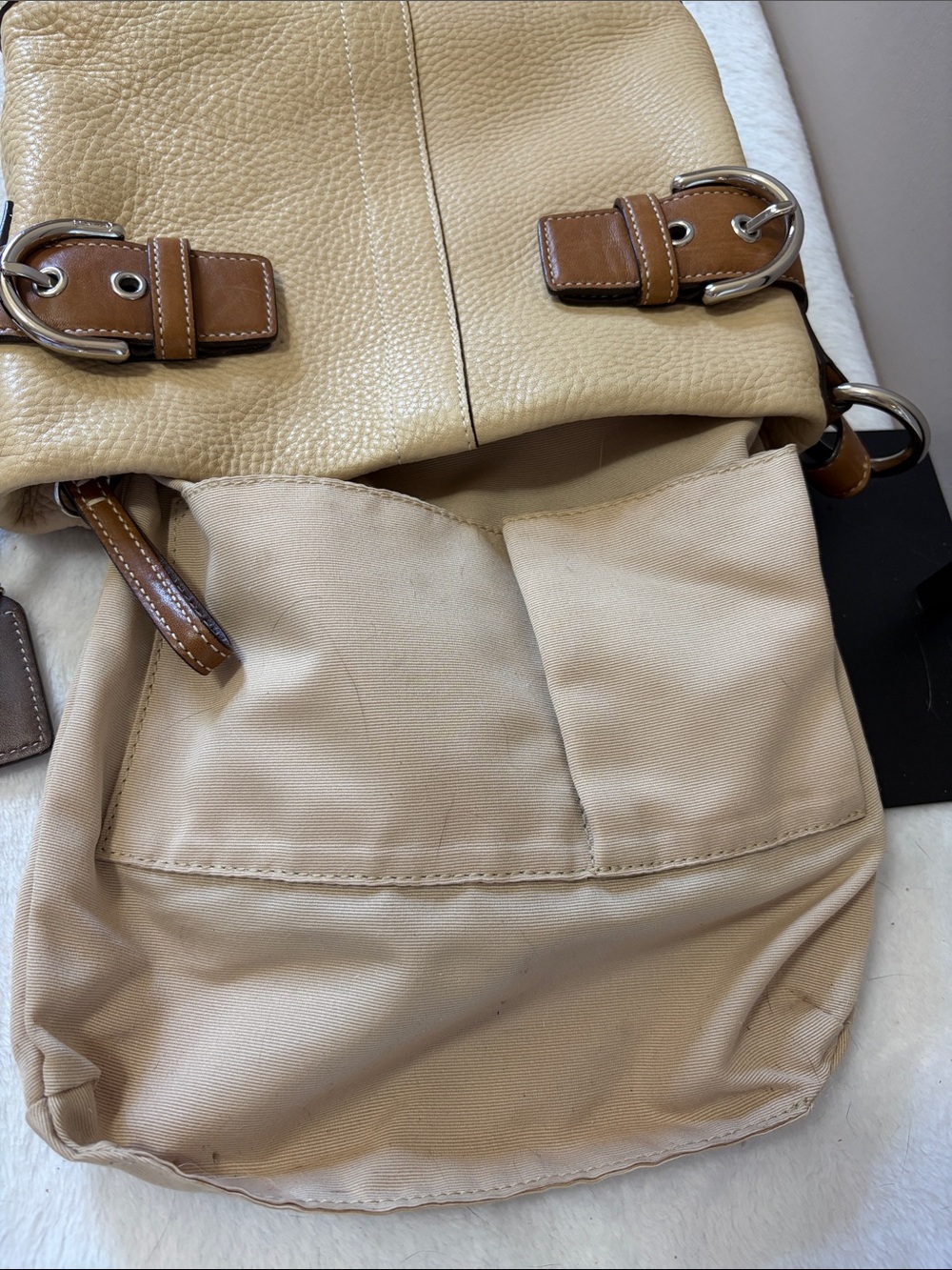 Coach Beige and Brown Leather Shoulder Bag - Picture 13 of 15
